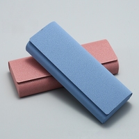 Étui à lunettes rectangulaire fait main en cuir givré à motif uni, résistant aux chocs, pour la myopie, vente en gros, Chine