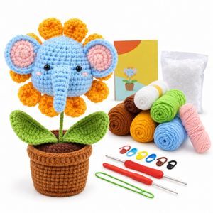 Set de Regalo de Flores de Ganchillo Hechas a Mano: Ramo Decorativo de Tulipanes, Rosas y Girasoles en Maceta para Cumpleaños, San Valentín y Decoración del Hogar - Product Image 1