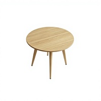 Petite table ronde en bois à grain naturel, réglable et mobile, pour 4 personnes, idéale pour les bureaux, salons, cafés et rassemblements informels à domicile