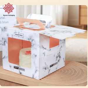 Plateau cadeau Baoren 4 pouces, boîte d'emballage portable pour gâteau d'anniversaire, boîtes à pâtisserie pour mousse et fromage avec fenêtre de 6 et 8 pouces - Product Image 5
