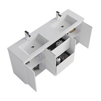 Meuble-lavabo de salle de bain de 72 pouces en gros, armoire étanche, double vasque en pierre artificielle, stock en entrepôt américain, échantillon commercial