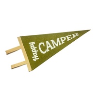 Drapeaux triangulaires en feutre non tissé, brodés avec logo, pour décoration murale, faible MOQ, vente en gros, en PU écologique
