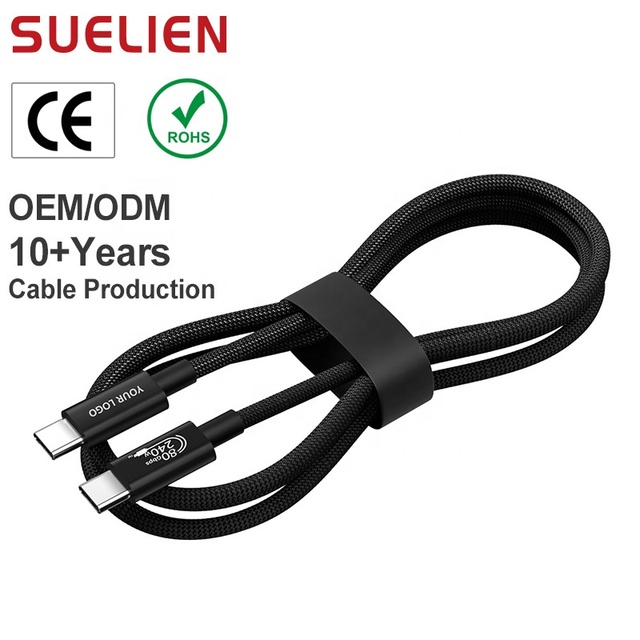 OEM Braided USB C 5.0 Cable 8k 60hz 240W Usb c Ladekabel 80Gbps Typc Datenkabel 240w for Thunderbolt 4 /5 MacBook M4 Pro
