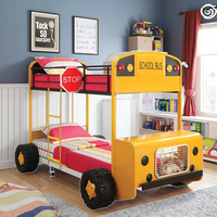 Cama Infantil de Metal con Diseño de Autobús de Dos Pisos, Ecológica, Duradera, Moderna, Tamaño Personalizable para Habitación
