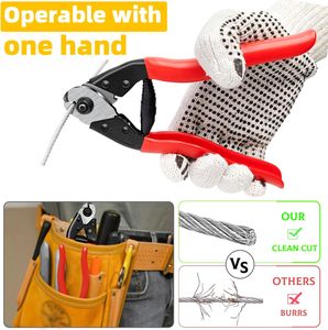 Coupe-câble en acier de 7,5 pouces (190 mm), pince coupante robuste en acier CR-V pour câbles de frein de vélo et cordes à <span class=keywords><strong>linge</strong></span> - Product Image 4