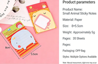 Bloc-notes autocollants en forme d'animal de la collection Fusen, design de dessin animé mignon pour les étudiants, fournitures scolaires