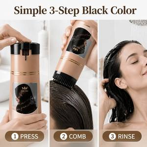 CHU-YAN Teinture Capillaire Permanente 400ml Formule Nourrissante Tous Types de Cheveux Noir Jais Noir Naturel Noir Brun-Charbon - Product Image 3
