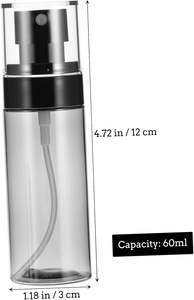 Flacons pulvérisateurs en plastique transparent noir de 60 ml pour cosmétiques, brume fine, pour les voyages - Product Image 3