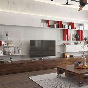 Meuble <span class=keywords><strong>TV</strong></span> en bois au design moderne et minimaliste Meuble industriel pour salon ou appartement Panneau <span class=keywords><strong>de</strong></span> bois durable - Product Image 2