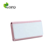 Dompet Wanita Anti Maling Desain Panjang dengan Penutup Magnetik, Lapisan PU, Kancing, Termasuk Kotak Hadiah