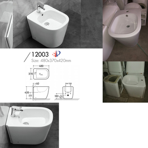 Juego de inodoro de cerámica blanca con sifón en S y sifón en P, inodoro de pie para mujer con base y asiento, y tanque de agua. - Product Image 6