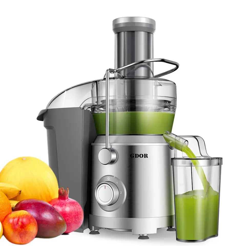 Grande goulotte d'alimentation 3.2 presse-agrumes de cuisine en acier inoxydable durable 2 vitesses contrôle légumes et fruits Machine à jus rapide