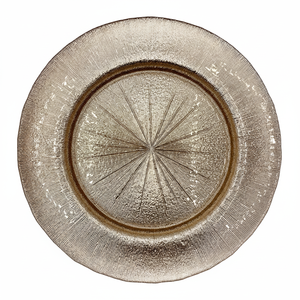 Placa de cargador de metal de estilo antiguo de diseño texturizado adecuada para decoración de comedor de banquete de tema de boda vintage rústico - Product Image 1
