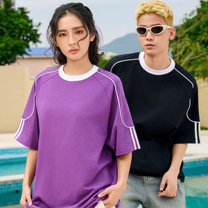 Áo khoác nam dệt kim cotton kiểu Mỹ cổ điển, thiết kế đường cong, tay ngắn, 250 gram, kiểu dáng thường ngày, áo thun ngắn tay - Product Image 5