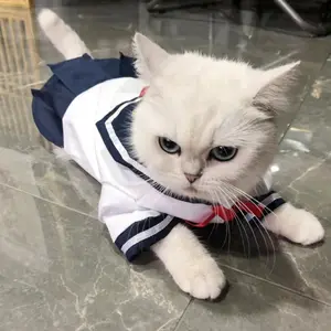 애완 동물 Jk 유니폼 고양이 코스프레 의상 선원 유니폼 개 일본식 옷 고양이 귀여운 블라우스 스커트 얇은 공주 스커트