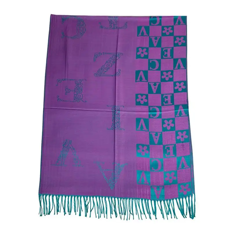 Woven Letter flower jacquard shawl cotton acrylic scarf