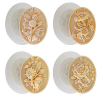 Moule en silicone Relief Flower pour savon, diffuseur ovale DIY, carte parfumée pour voiture, moule en plâtre, ornements, outils de pâtisserie, modèle YT2023104