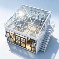 Contenedor de Envío Moderno de Aleación de Aluminio Blanco 2026 con Oficina Prefabricada de Doble Planta y Terraza Exterior para Villa