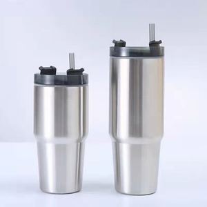 Gobelet de voyage isotherme à double paroi 20oz 30oz avec couvercle et paille, base antidérapante, pour boissons chaudes et froides - Product Image 4