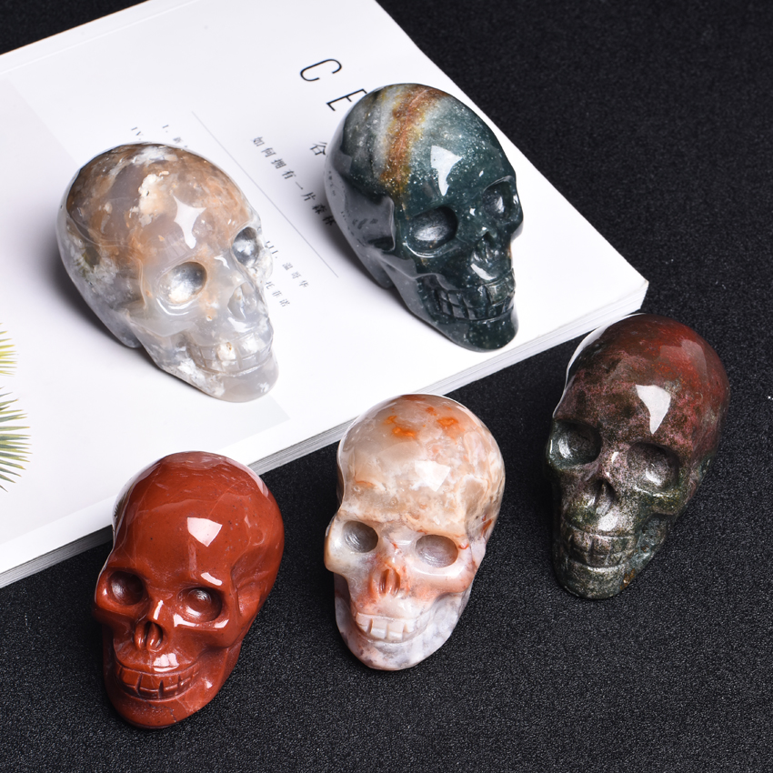 Оптовая продажа, природный хрустальный камень для резьбы по океану, черепа яшмы, народные ремесла для украшения