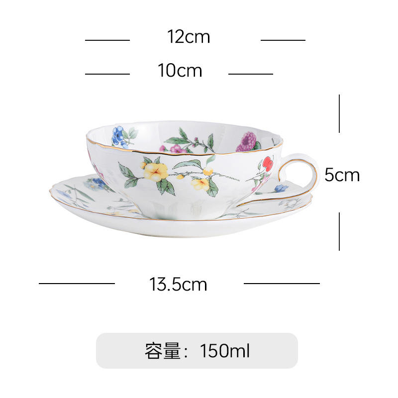 Open-mouthed floral cups and plates