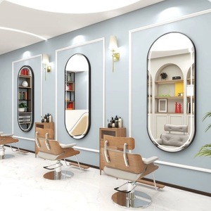 Espejo de Salón Minimalista de Aluminio Dorado/Plateado, Elegante Espejo de Peluquería LED con Luces de 3 Colores para Barbería Moderna - Product Image 6