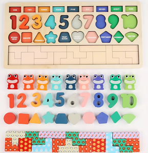 Jeu de correspondance en bois - Jeu multifonctionnel pour enfants sur les nombres, les formes et les animaux, outil d'éducation précoce pour le développement des capacités motrices - Product Image 6