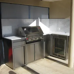 Vermonhouzz sıcak satış paslanmaz çelik 304 açık mutfak dolabı açık ızgara mutfak