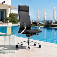 Fauteuil de bureau exécutif FURICCO au design minimaliste, dossier haut, en cuir véritable, avec accoudoirs en alliage d'aluminium