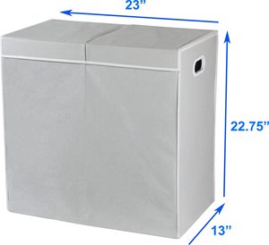 <b>Large</b> Dirty Clothes Hamper 2 Section Collapsible Laundry <b>Basket</b> Dorm Room Storage for Bedroom - Product Image 5
