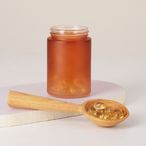 ขวดแก้วใส่อาหารเสริมแบบแคปซูล 150 มล. สีอำพันขุ่น สำหรับแบรนด์อาหารเสริมบำรุงผมและเสริมความงาม - Product Image 6