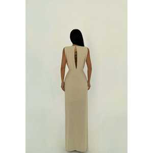 Robe Himari beige pour femme, décontractée, modeste et tendance, design sans bretelles, pour les fêtes et les événements, taille XS avec logo personnalisé - Product Image 3