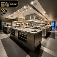 Ensemble complet d'équipement de cuisine centralisée pour hôtel de 280 m², table de travail, cuisinière, congélateur, 5 plateaux, CE NSF, acier inoxydable 304