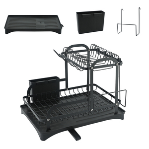 Égouttoir de comptoir multifonctionnel avec système de drainage, organisateur de cuisine, égouttoir à vaisselle, porte-tasses, bac à ustensiles et planche à découper - Product Image 3