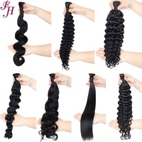 FH Cheveux Naturels Vierges Non Transformés Ondulation Profonde en Vrac pour Tresses Boho Tressage Sans Trame Extensions de Cheveux Humains