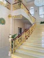 Rampe d'escalier de villa Copper Mansion, garde-corps de luxe léger, colonnes modernes minimalistes en alliage aluminium-magnésium haut de gamme