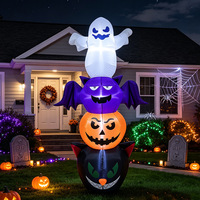 Décorations gonflables d'Halloween de 1,8 mètre, fantômes empilés, chauves-souris, citrouilles, chats noirs, lumières LED, polyester, décoration extérieure