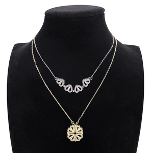 Nuova <span class=keywords><strong>Collana</strong></span> Foxi Jewelry, Design con Ciondolo a <span class=keywords><strong>Quadrifoglio</strong></span> e Cuore Placcato Oro 18K o <span class=keywords><strong>Argento</strong></span> - Product Image 5