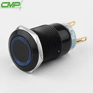 CMPブラックリング照明付きLED19mmカーアラームシステムプッシュボタンスイッチアングルアイプッシュボタン
