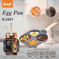 RAF R.2551 19CM Aluminium 4 in 1 Panci Sarapan Bentuk Hati Bintang Ganda Bulat Permukaan Berbintik Hitam untuk Kompor Gas Listrik Induksi