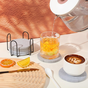 Posavasos de <span class=keywords><strong>piedra</strong></span> gris <span class=keywords><strong>oscuro</strong></span> de 3,93 pulgadas con tierra de diatomeas absorbente, posavasos redondos de secado instantáneo para bebidas, decoración moderna para el hogar - Product Image 4