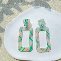 Boucles d'oreilles en acétate tendance, carrées et colorées, dorées, accessoires de mode, boucles d'oreilles pendantes pour femmes