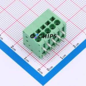 MX205R-3.5-05P-GN01-Cu-A Spring Terminal Block Through hole Component THT,P=3.5mm Connector 1x5P 3.5mm Green Right Angle Insert - Product Image 1