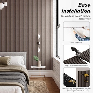 FEYT Black Walnut Veneer MDF Akupanel Wood Slat Acoustic Panel Wooden Sound-absorbing Panels <strong>for</strong> Living Room <strong>TV</strong> Background <strong>Wall</strong> - Product Image 4