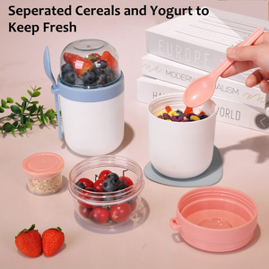 Tùy Chỉnh Nhựa <span class=keywords><strong>Container</strong></span> Cho Sữa Chua 2 Ngăn Nhà Sản Xuất Lưu Trữ <span class=keywords><strong>Container</strong></span> Và Nắp Và Muỗng Không Khí Chặt Chẽ - Product Image 3