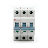Nouveau design Mini disjoncteur MCB 4 pôles 63A 50/60Hz 6kA 10kA C65 AC 240V 4.5ka capacité de coupure 230V/380V tension nominale