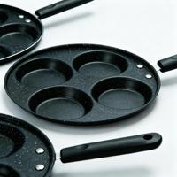 Poêle à 4 fentes en alliage d'aluminium de 24 cm pour tartes aux œufs, revêtement antiadhésif, compatible gaz et induction, idéale pour le petit-déjeuner