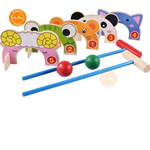 Jeu de <span class=keywords><strong>croquet</strong></span> en bois avec 5 portes, animaux de dessin animé, jouets de golf amusants, <span class=keywords><strong>jeux</strong></span> éducatifs de plein air pour enfants - Product Image 4