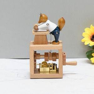 Thân Thiện Với Môi Chất Liệu Gỗ Đồ Chơi Động Vật Tay Quay Quay Hộp Âm Nhạc Cho Nhà - Product Image 1