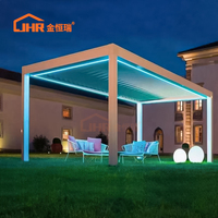 Kits de système de toiture à lames en aluminium avec revêtement en poudre imperméable JHR pour jardin extérieur, bioclimatique, écologique, gazebo et pergola